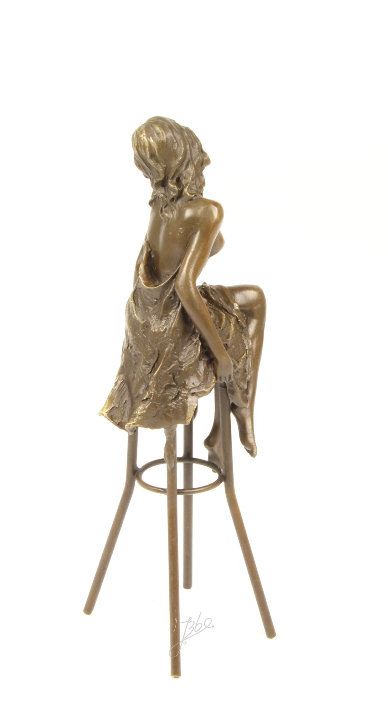 Bronze Skulptur Lounge Lady auf Barhocker 25cm