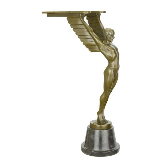 Dekofigur Ikarus Elevare Bronze Art Deco mit Marmorsockel