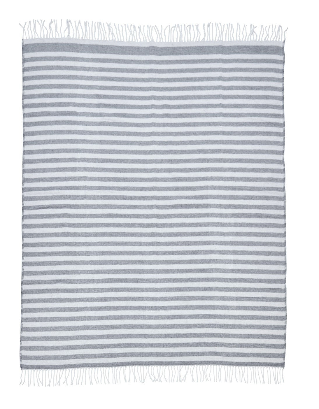Wohndecke Cozy Stripes Silbergrau 150x200 cm mit Fransen