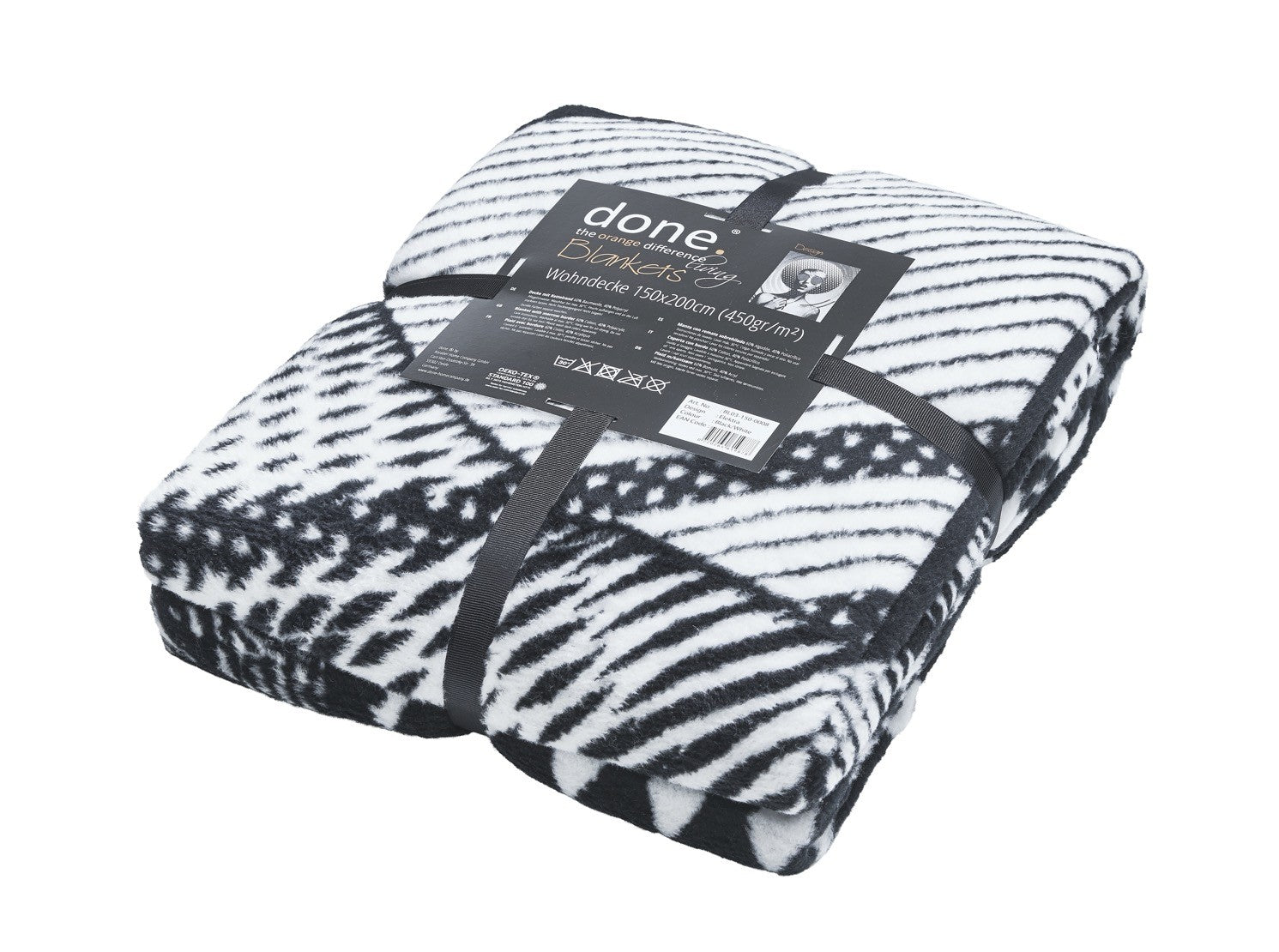 Electra deken 150x200 cm – zwart-wit design