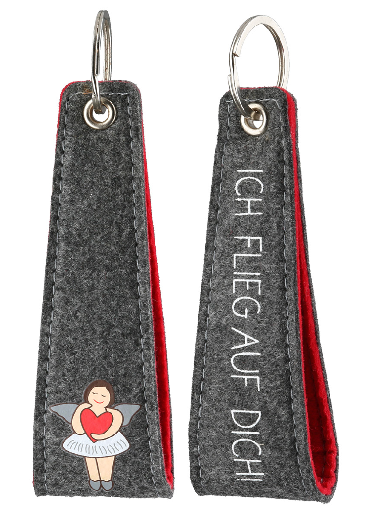 Schlüsselanhänger Betty Ich Flieg Auf Dich Filz Dunkelgrau 24 Stück 2 Fach Sortiert