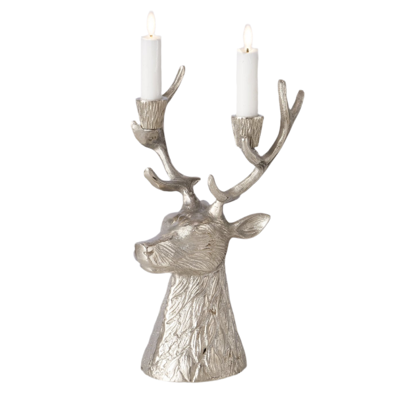 Kerzenleuchter Edmund in Silber – Eleganter Hirschkopf Design