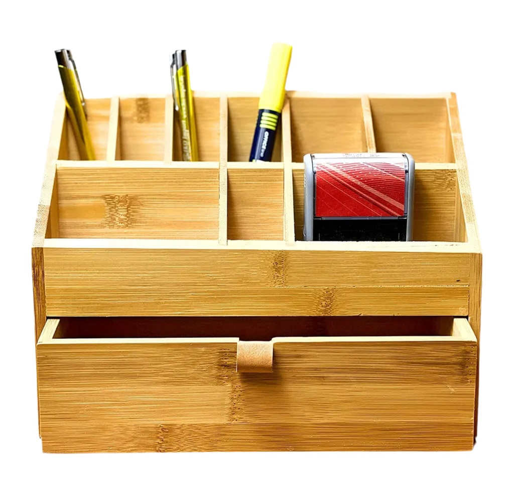 BAMBOX Bambus Schreibtisch Organizer mit 1 Schublade