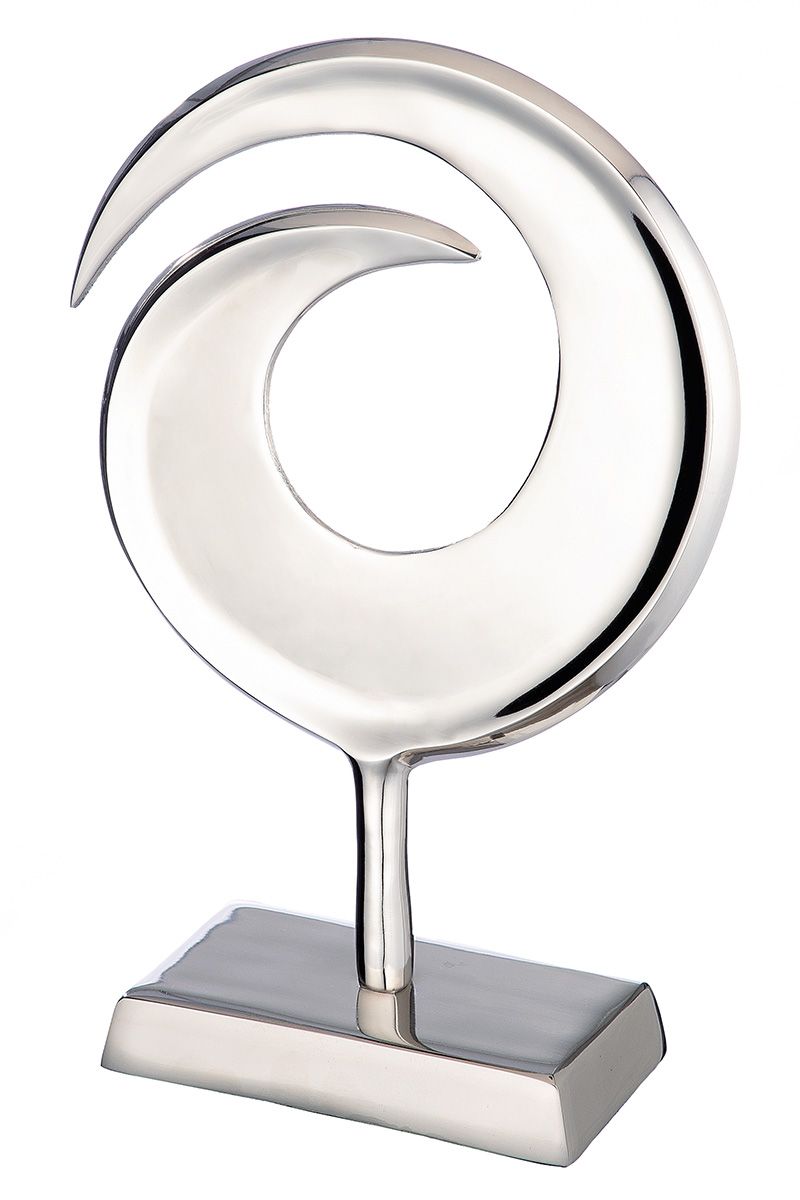 Aluminium Skulptur 'Swirl' - Silberfarbene Eleganz in Zwei Größen