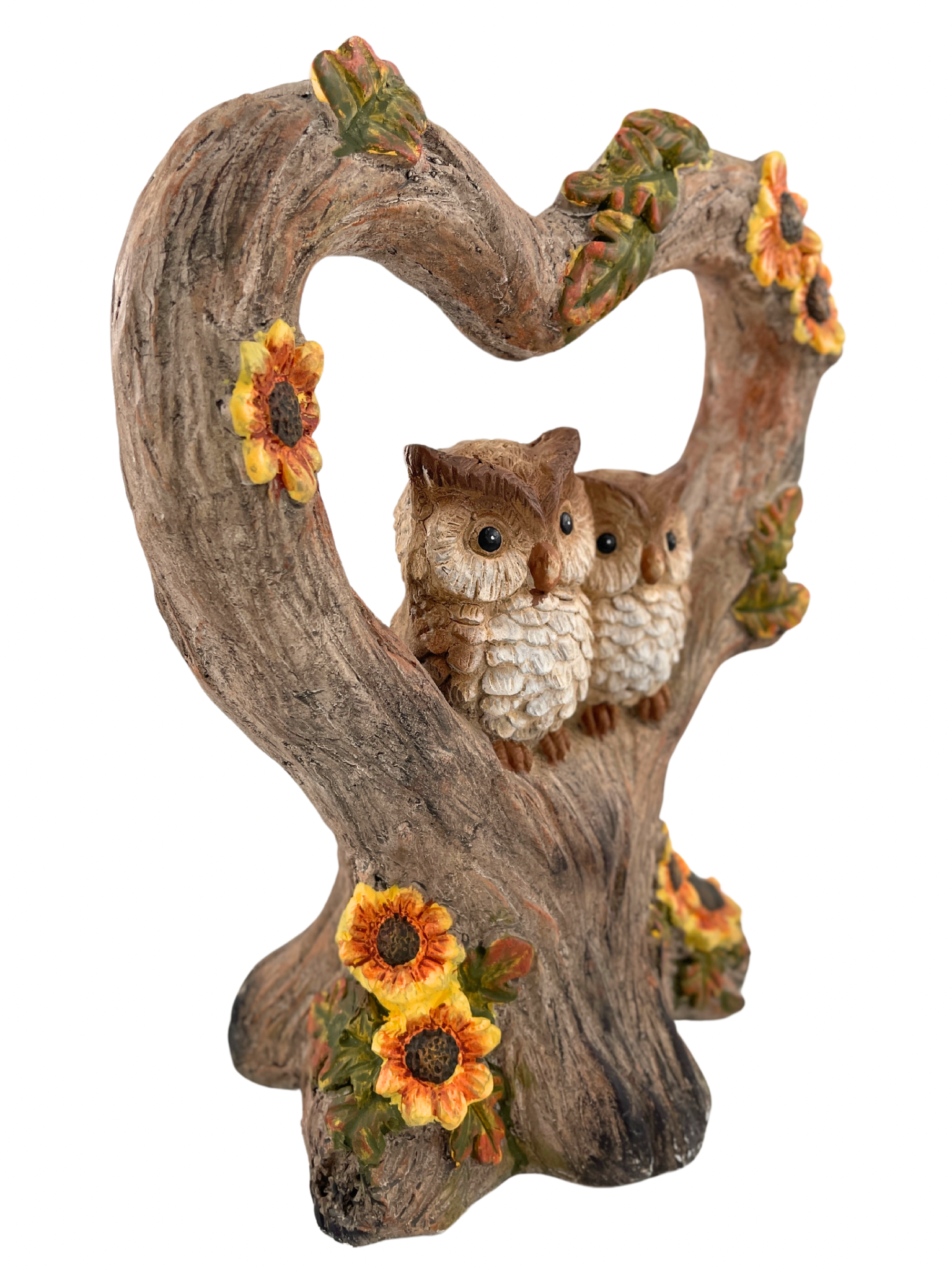 Herbstliche Dekofigur Eulenpaar im Herz 35 cm