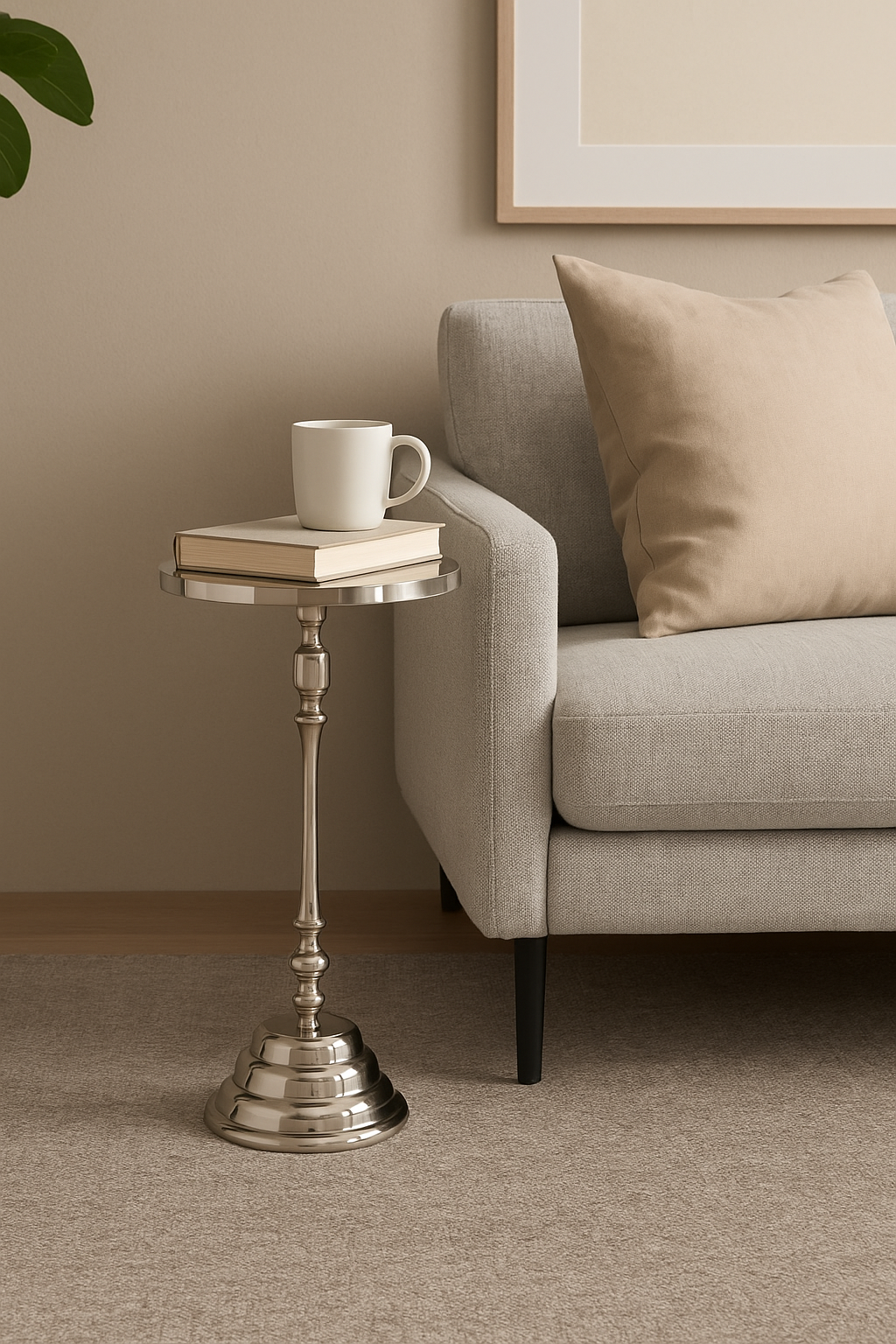 Beistelltisch Alvaro Silber Rund aus Aluminium Glänzend