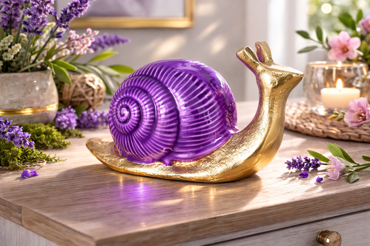 Liora Dekofigur Alu Schnecke Lila Gold