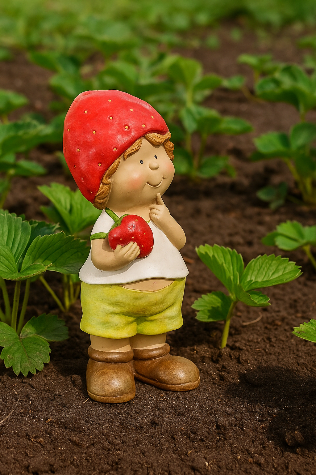 Garden figure Emil Erdbeer made of ceramic, weatherproof, hand-painted