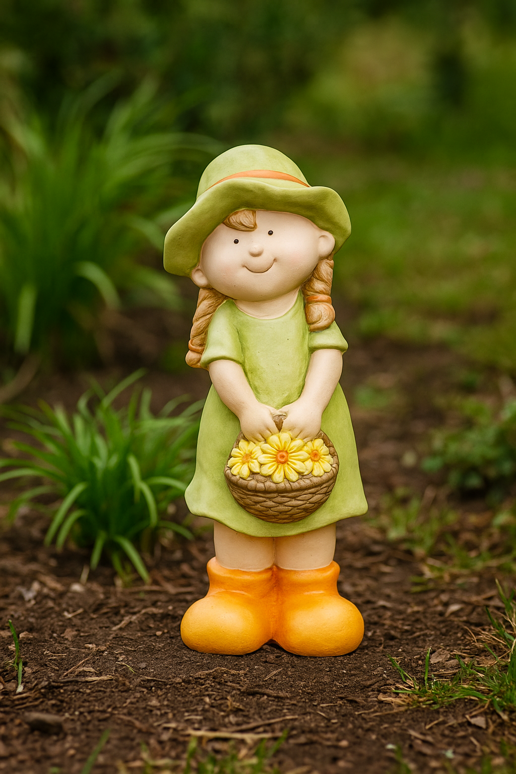 Garden figure Leni flower basket made of ceramic weatherproof hand-painted