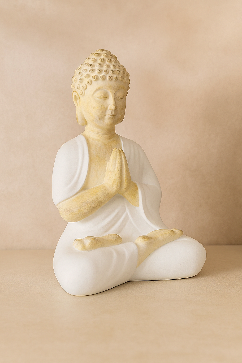 Buddha Skulptur Samudra Weiss Beige 50cm Kunstharz
