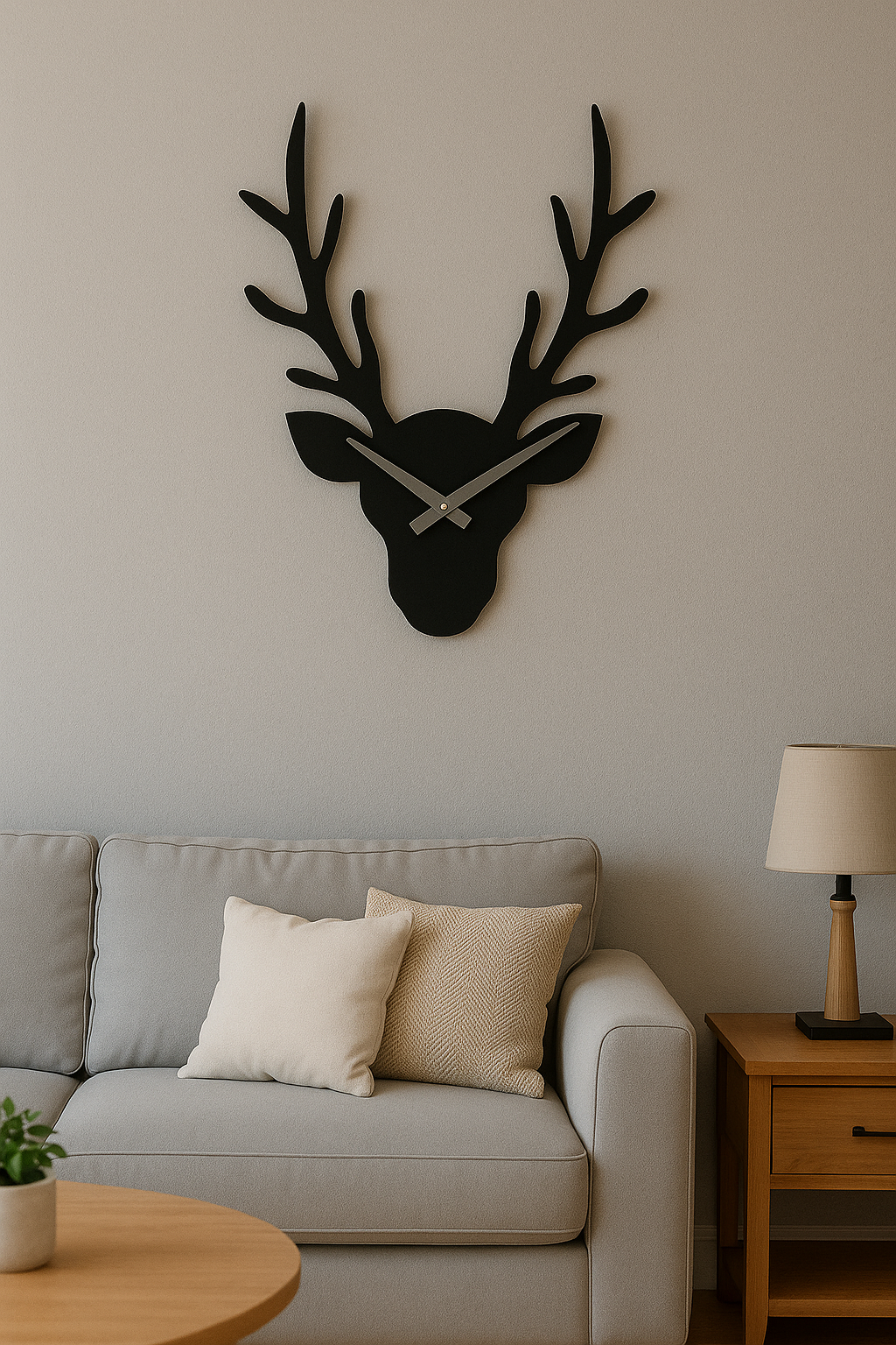 Wanduhr Hirschkopf Vilbert Metall Schwarz Modern Design