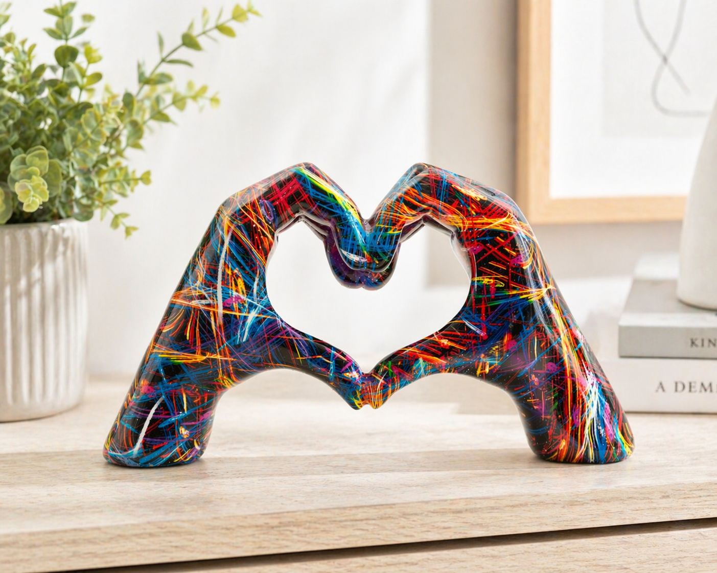 Street Art Herz-Skulptur Amore Psyco – Bunte Dekoration 25cm