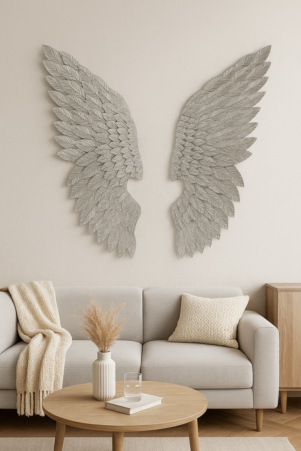 Wandobjekt Silberflügel Metall Engelsflügel Glam Look Silber 100cm
