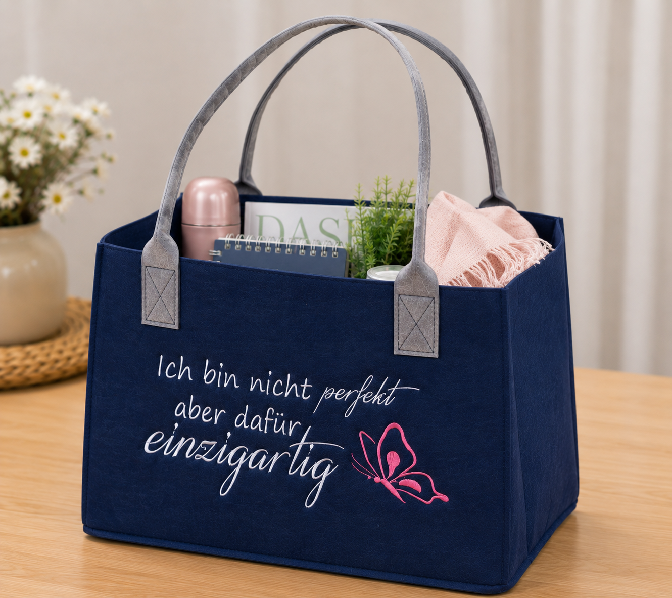 Filztasche Unica Ich bin nicht perfekt einzigartig 40 cm