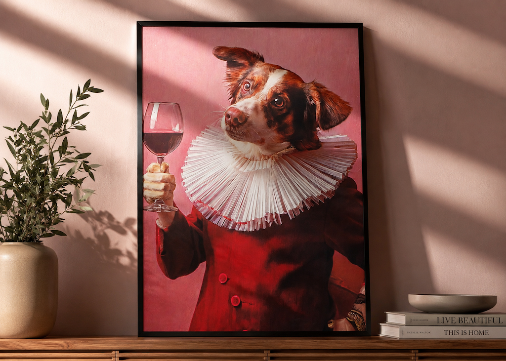 Leinwandbild Hund Albrecht 70x50 cm mit Rahmen Kunstdruck