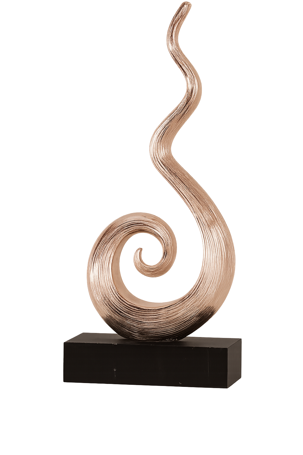 Skulptur Aurelia Dekofigur Spirale kupferfarben mit Holzsockel 35cm