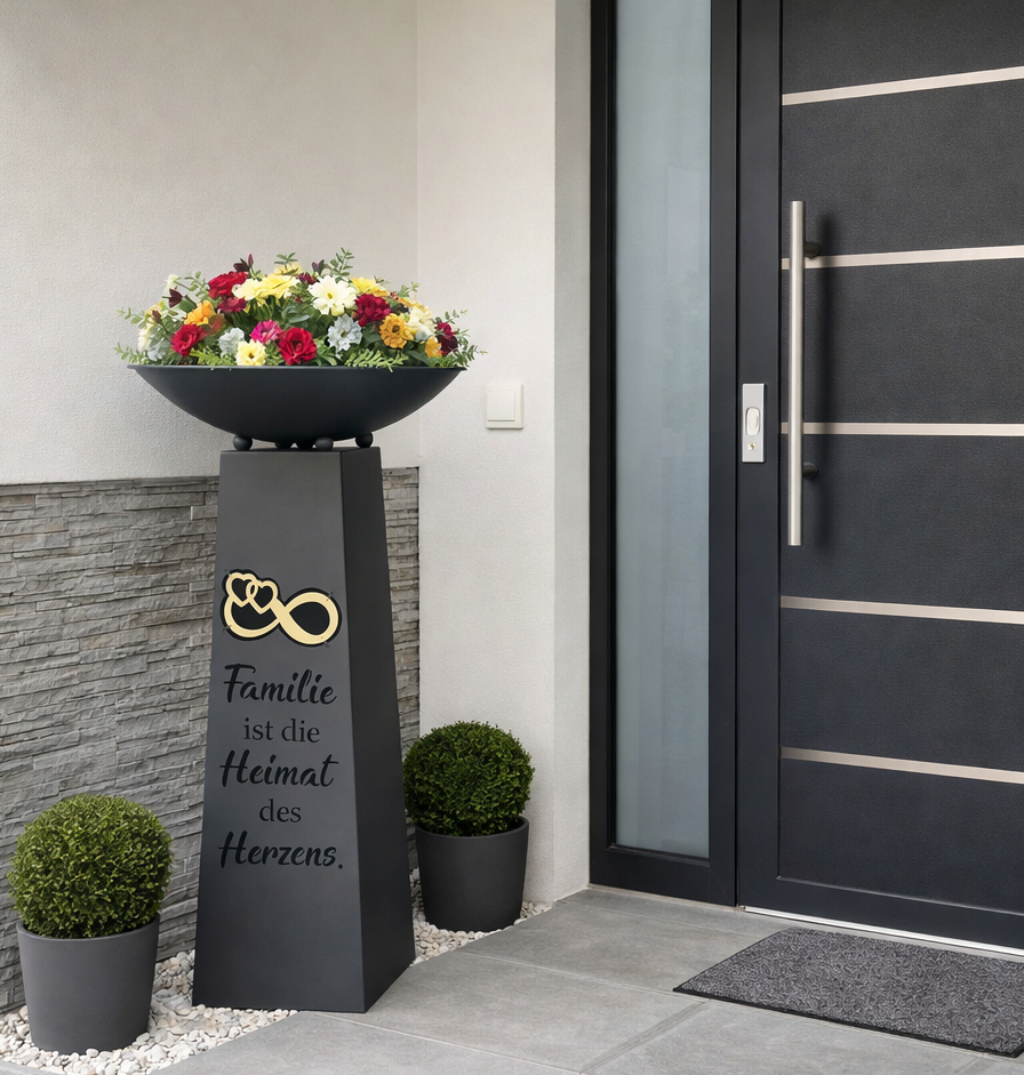 Schalenständer Familie Infinity Metall Grau Gold Dekoschale 95 cm