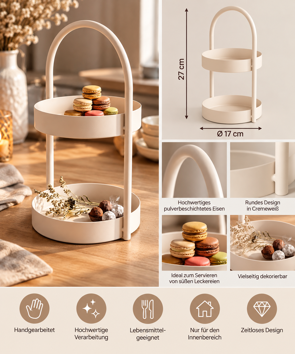 Etagere Migna cremeweiß 27 cm