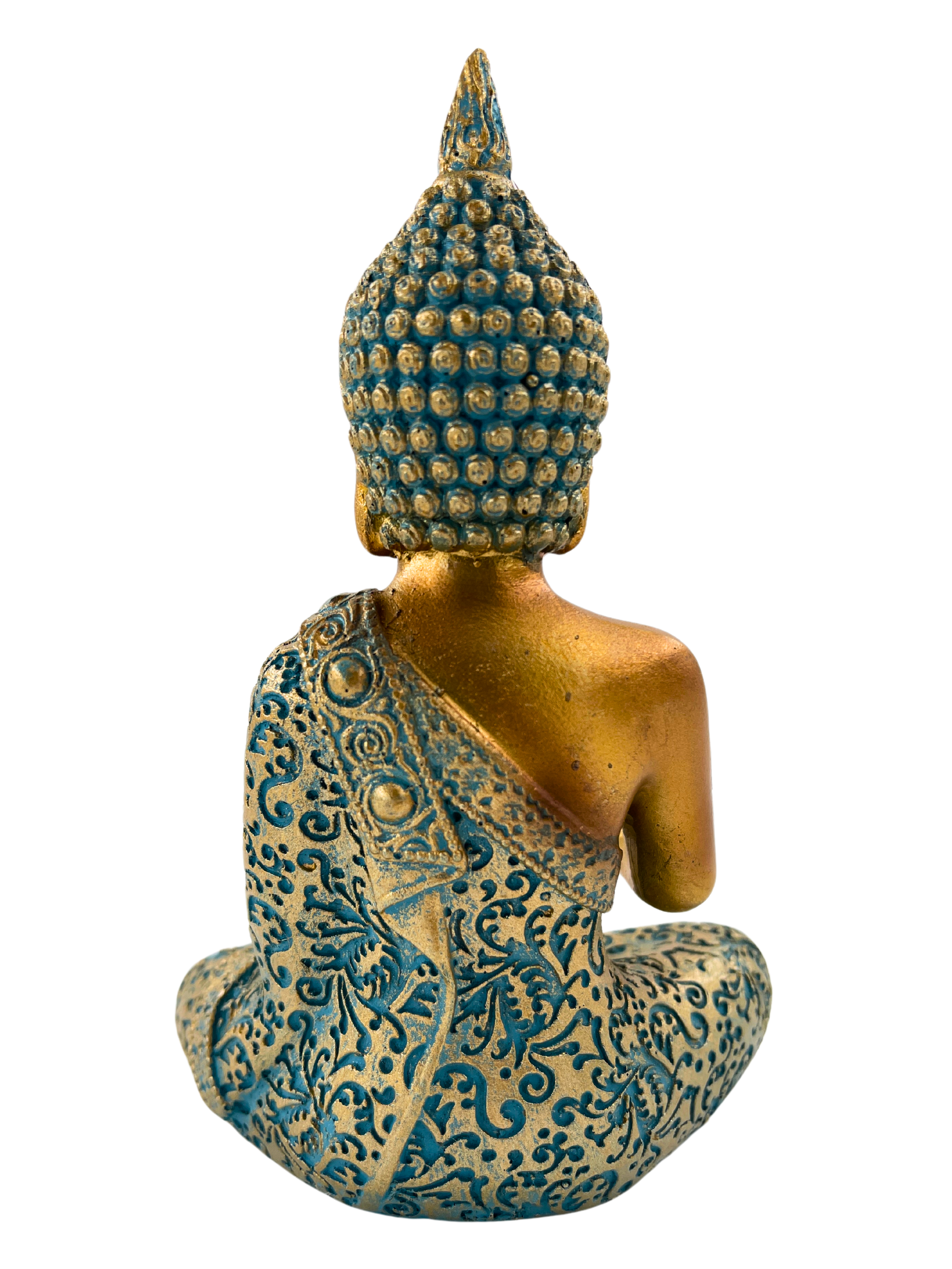 Buddha Skulptur Zenharmony Gold Tuerkis Polyresin 14cm