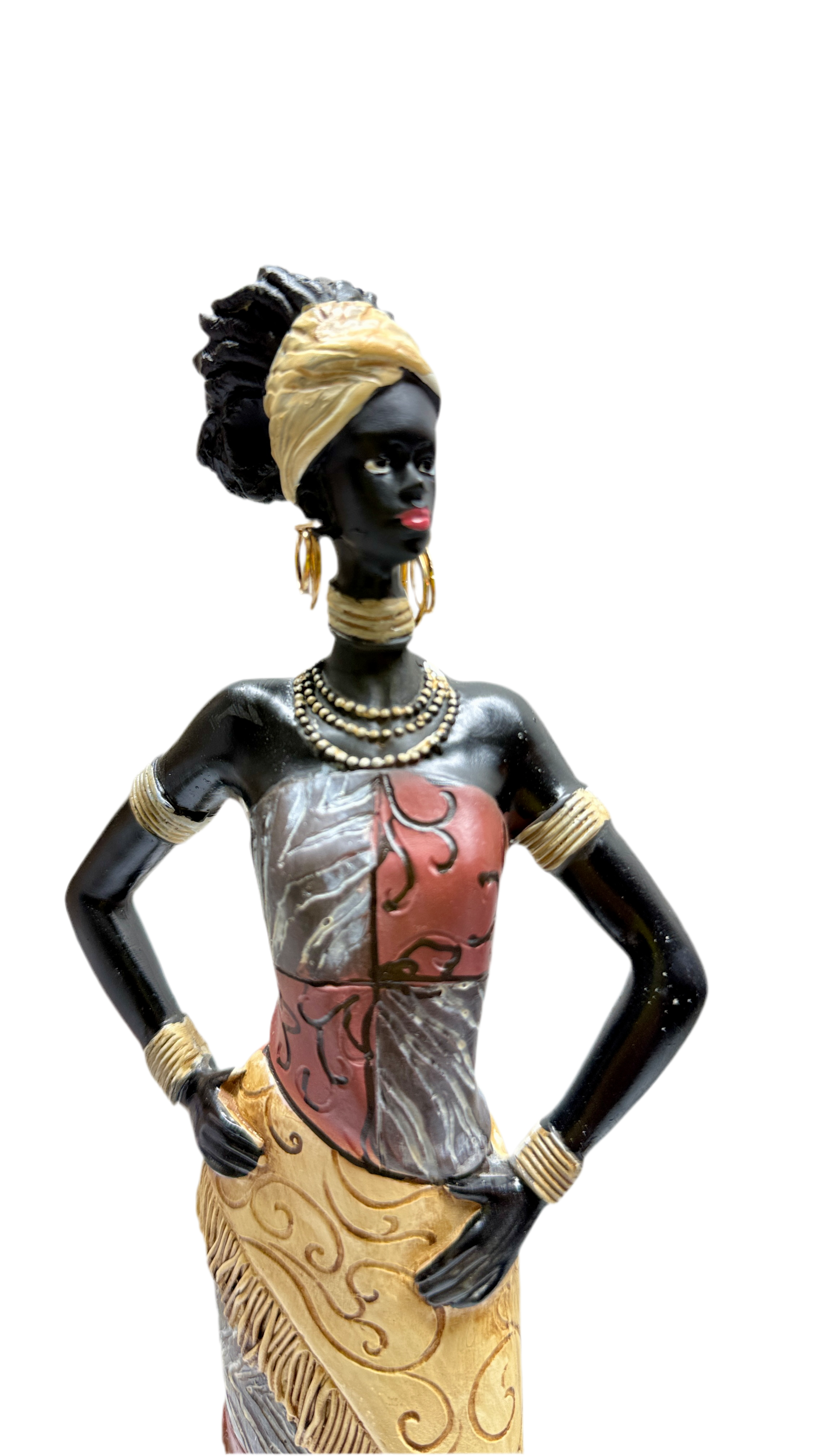 Dekofigur Nala – Afrikanische Frau mit buntem Kleid 35cm