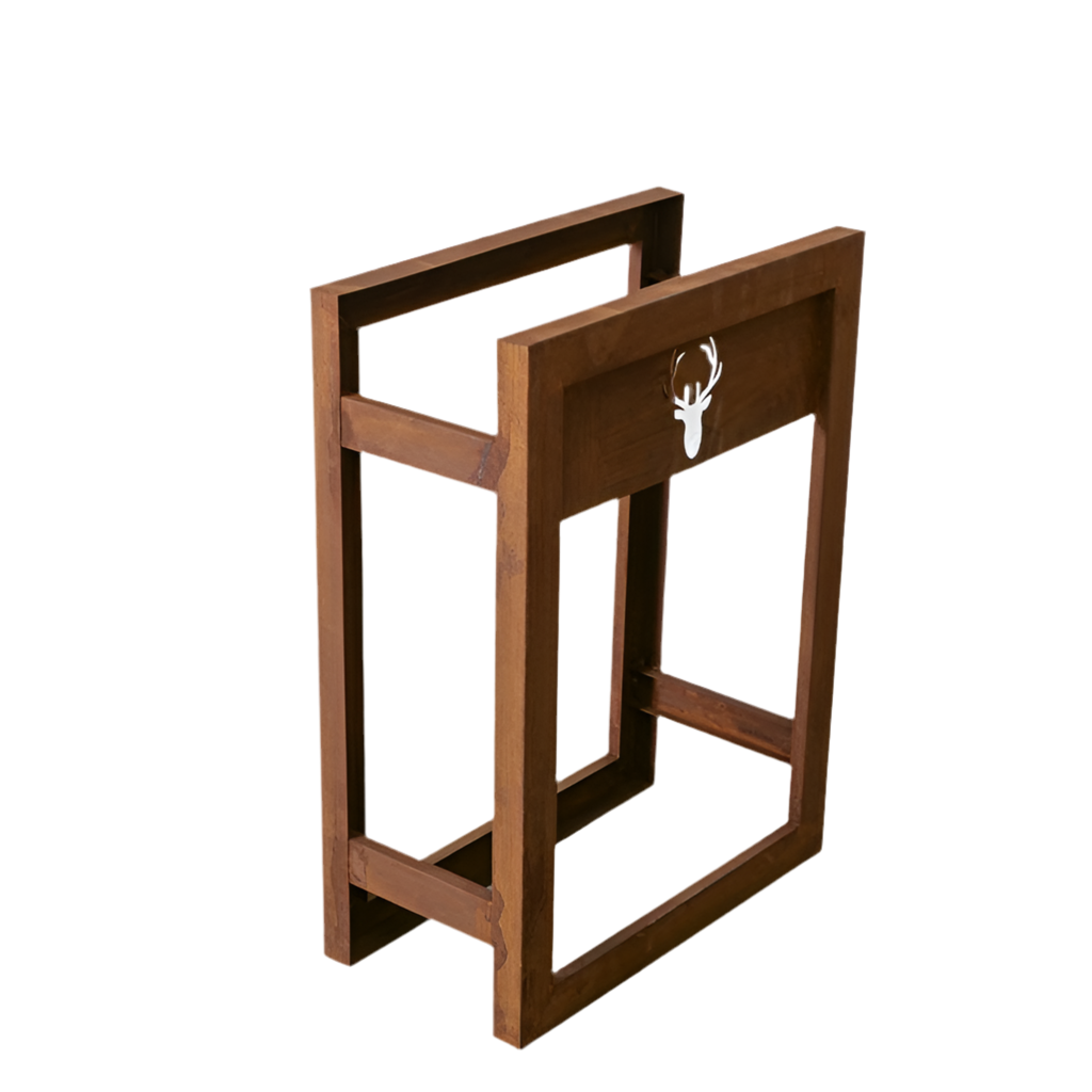 Kaminholzregal Rustico Geweih Edelrost Metall Braun