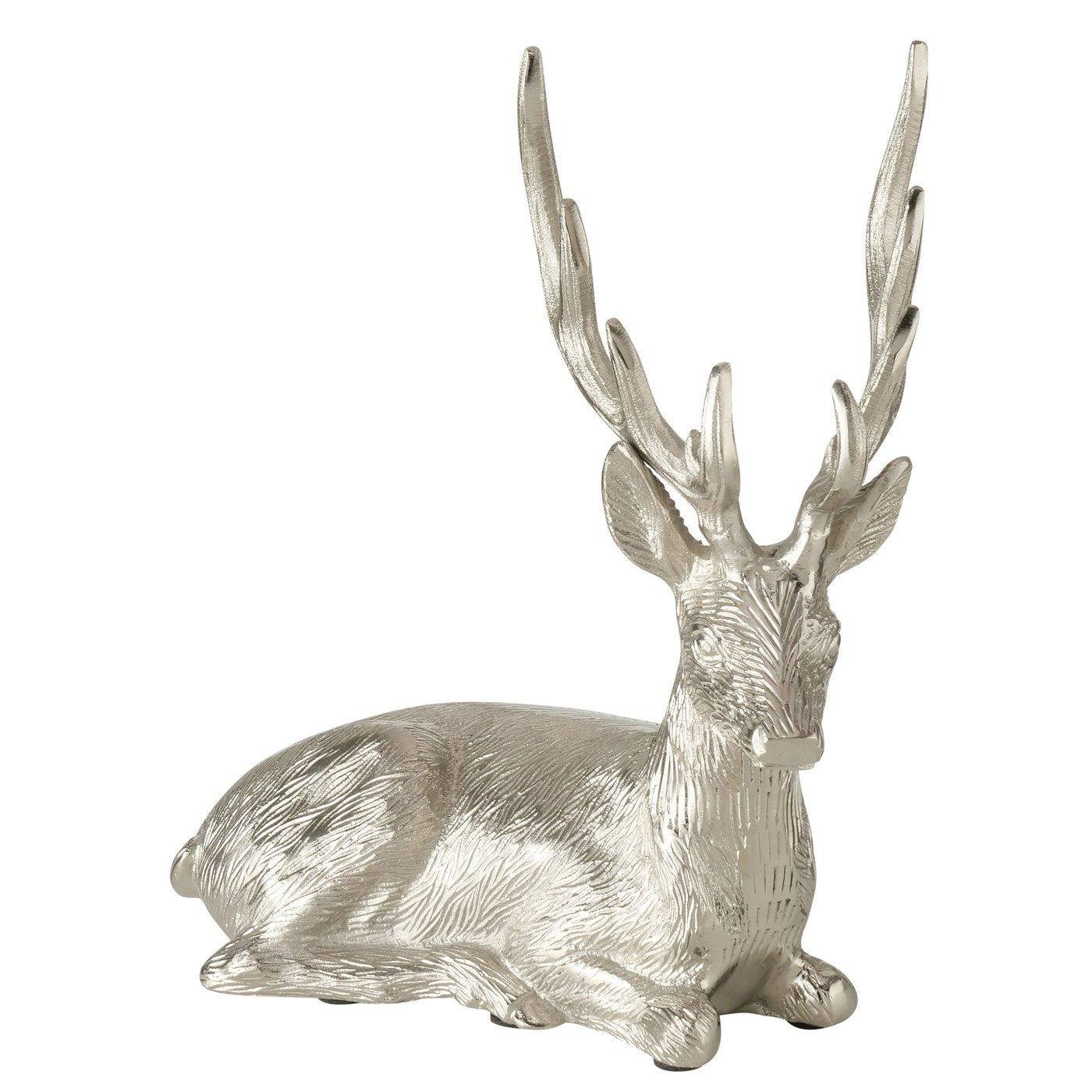 2er Set Hirschfiguren "Jokko" – Handgefertigtes, vernickeltes Aluminium