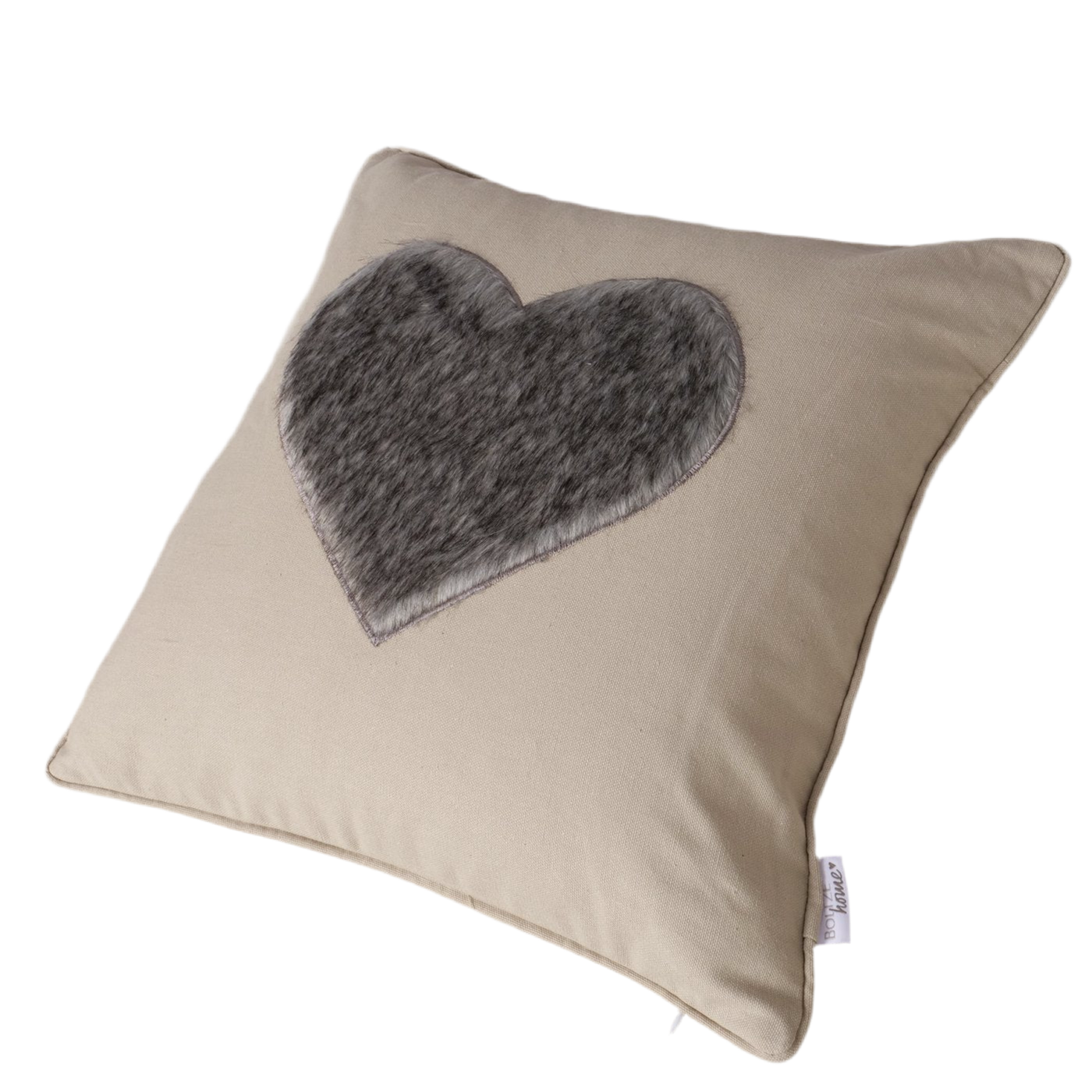 Zierkissen Amora Herzmotiv Grau 45x45 cm Baumwolle