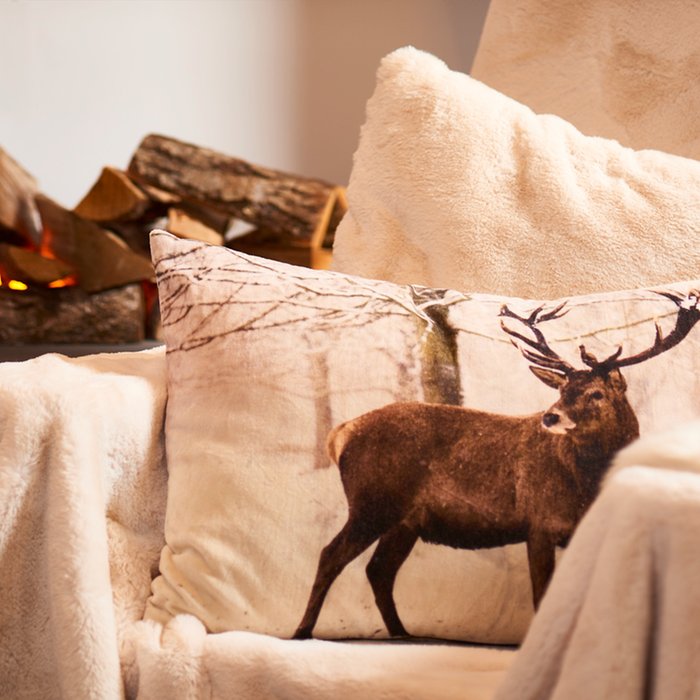 Kissen Set Alcina 2er Waldmotiv Hirsch Baumwolle 60x40cm