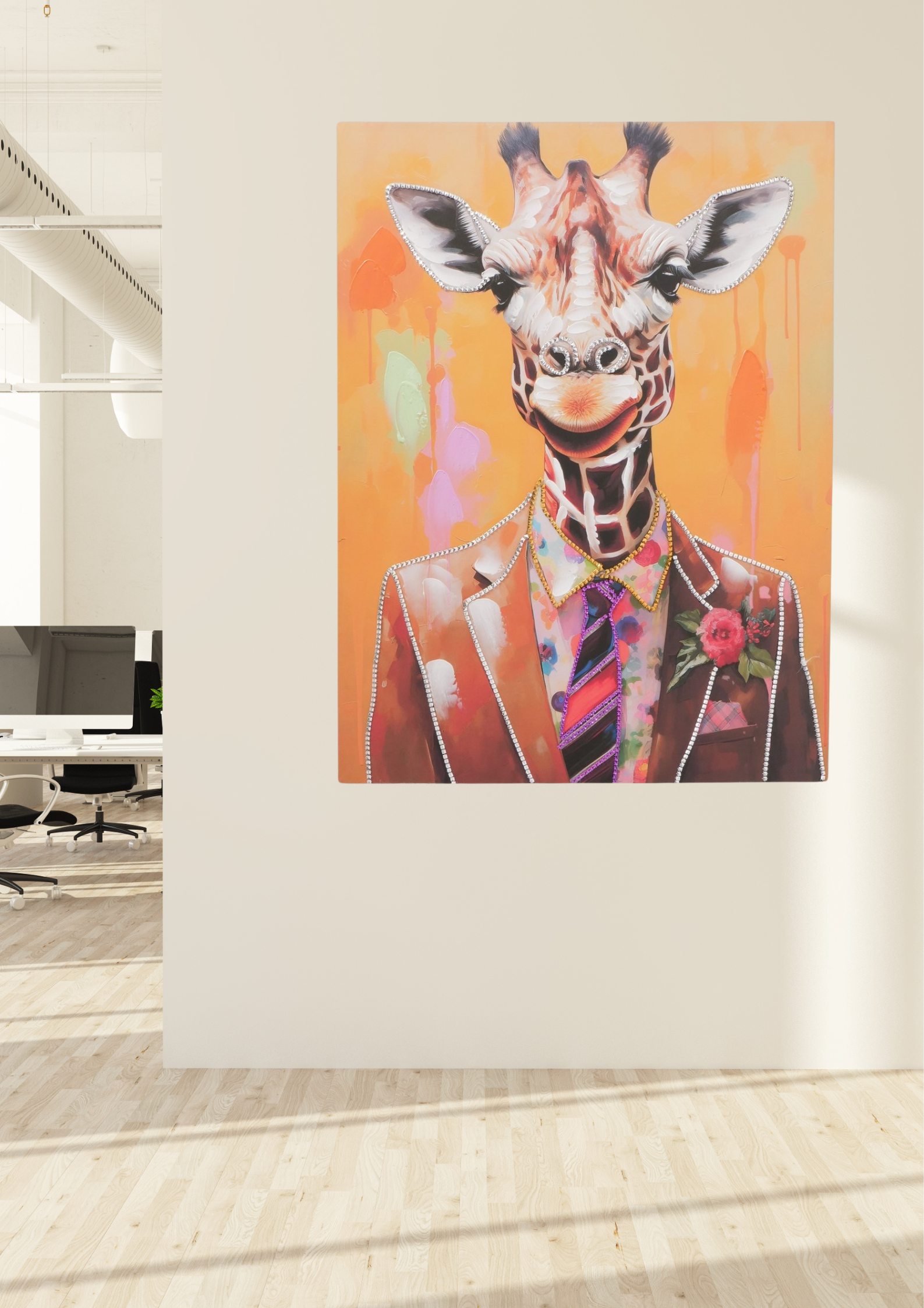 Wandbild Giraffe Gentleman mit Glamour Details 80x60 cm