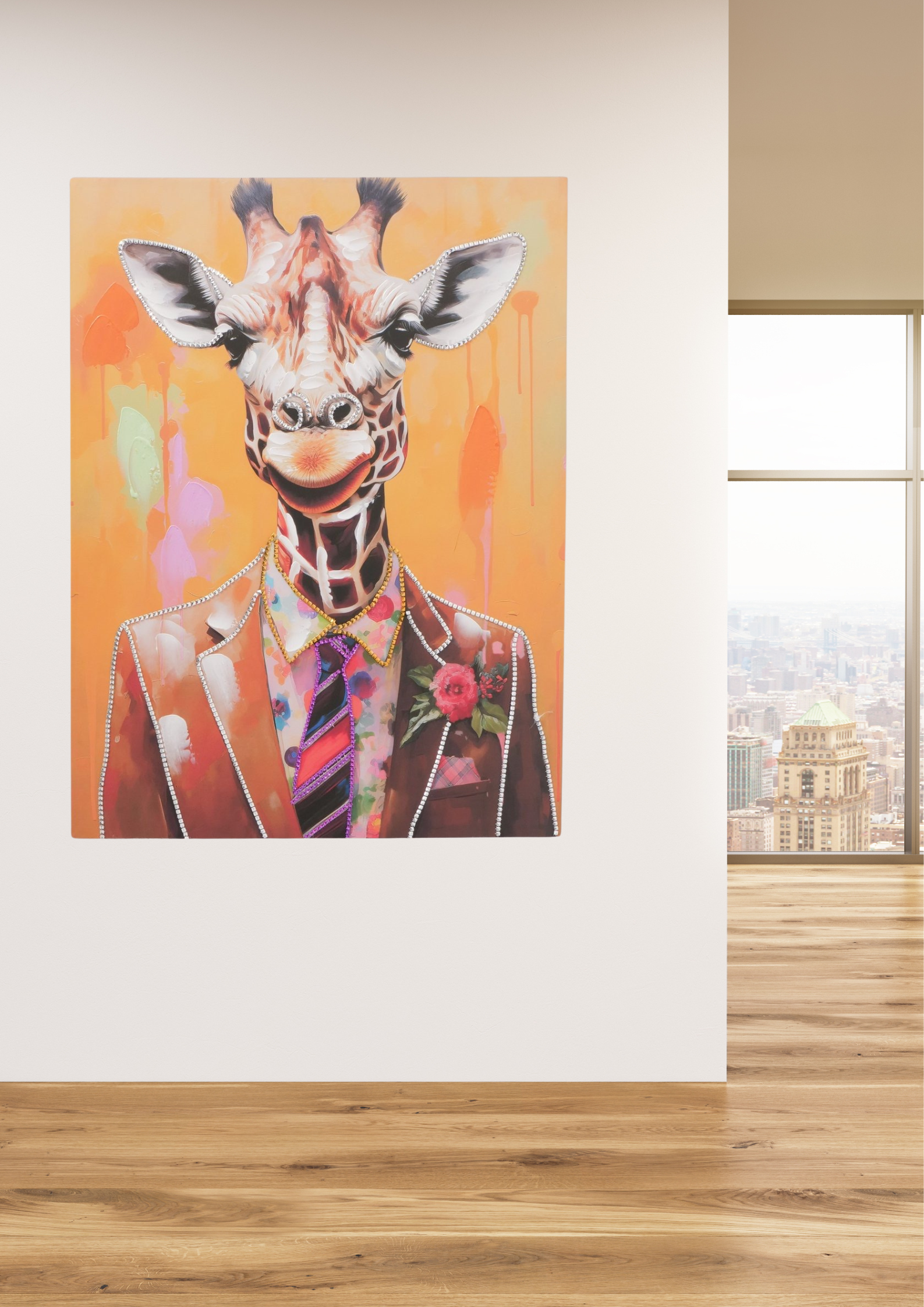 Wandbild Giraffe Gentleman mit Glamour Details 80x60 cm