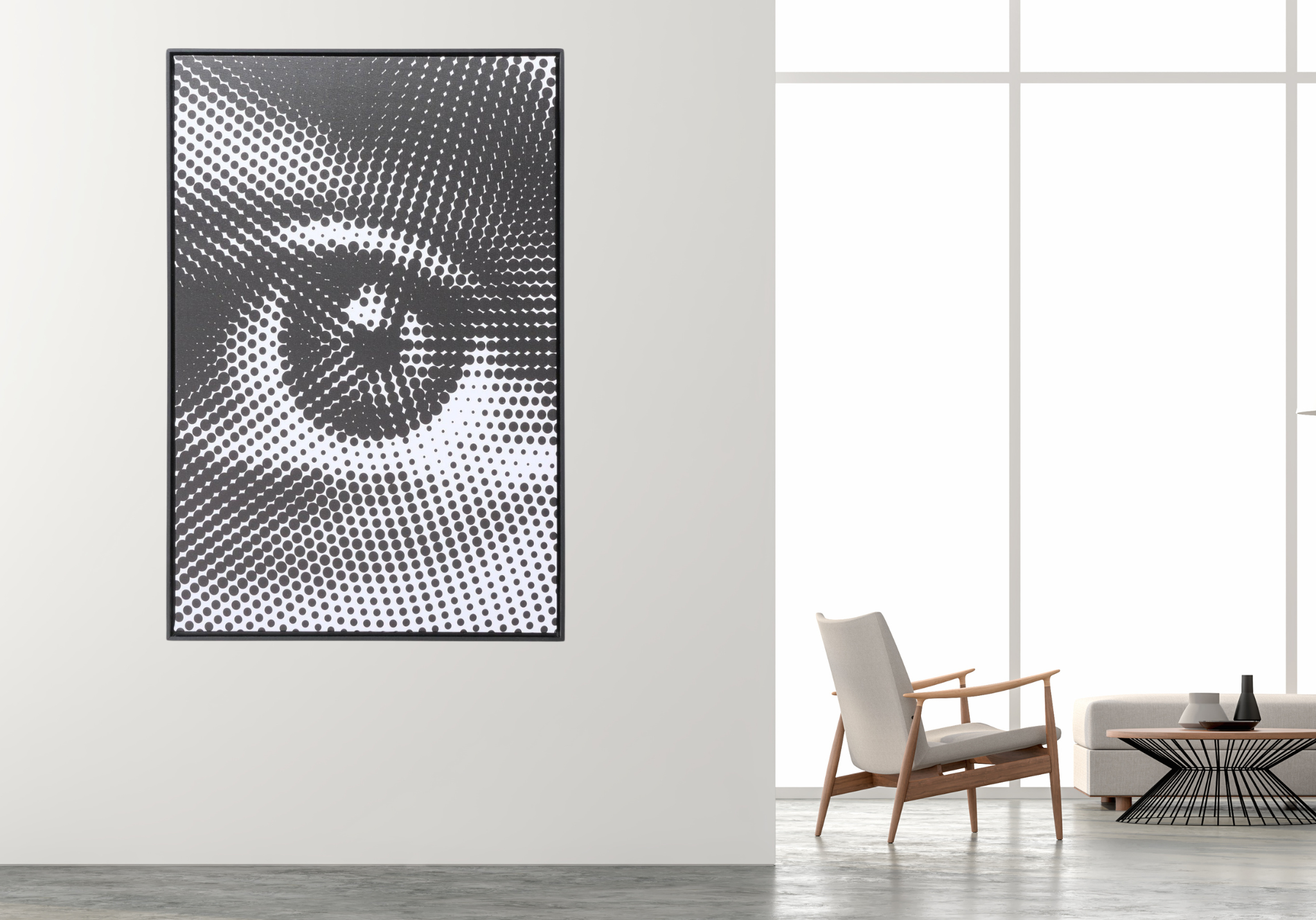 Modernes Bild Der Blick – Stilisiertes Auge im Punktmuster, 90x60cm