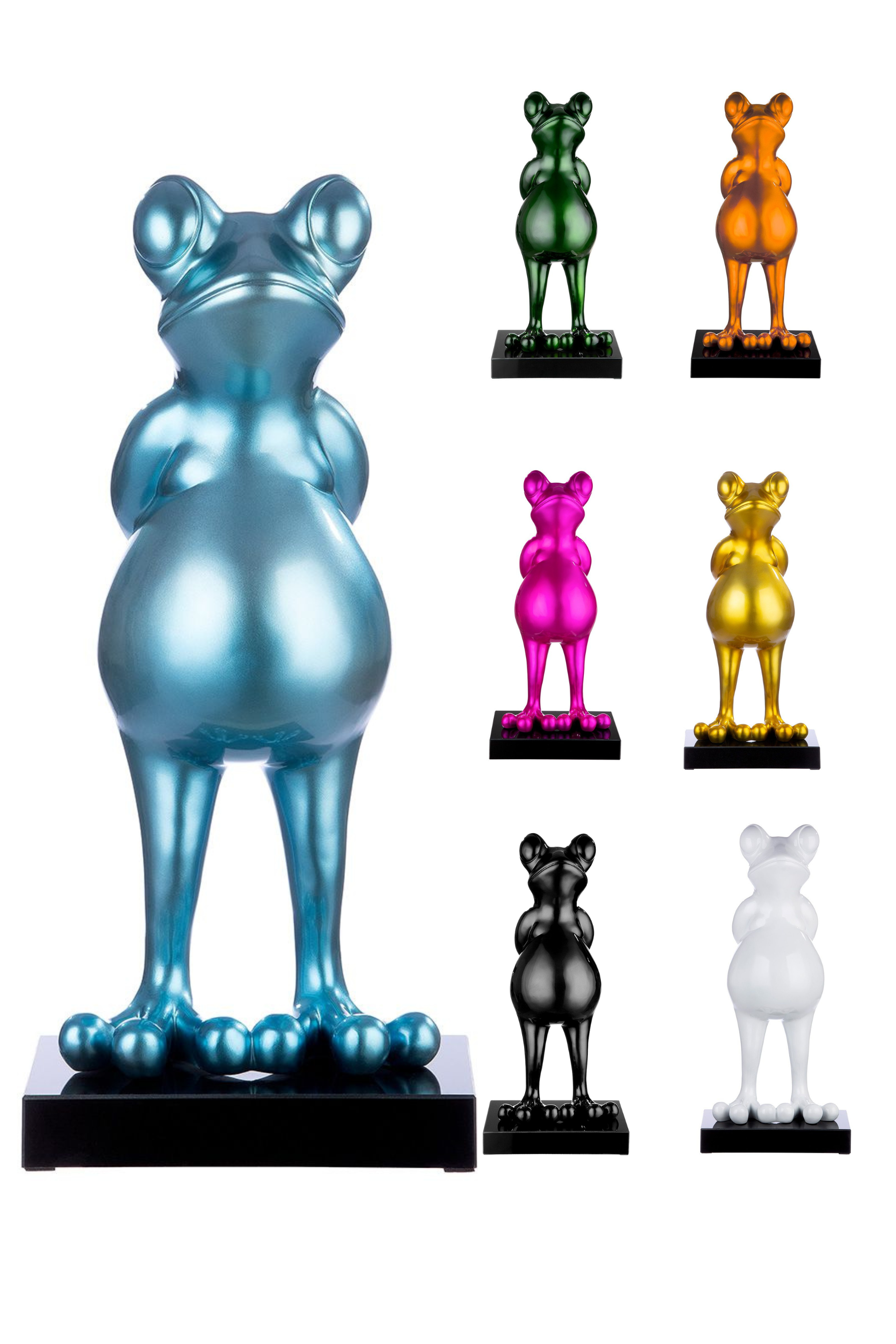 Skulptur Figur "Frosch" auf Marmorbasis Ein Meisterwerk handgefertigter Kunst in sieben leuchtenden Farbtönen.