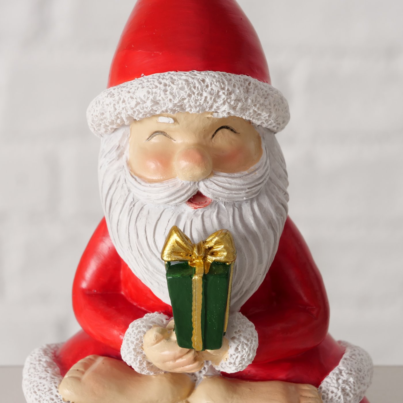 Yoga Santa Weihnachtsmannfigur 3tlg Set Kunstharz Rot Handarbeit Deko