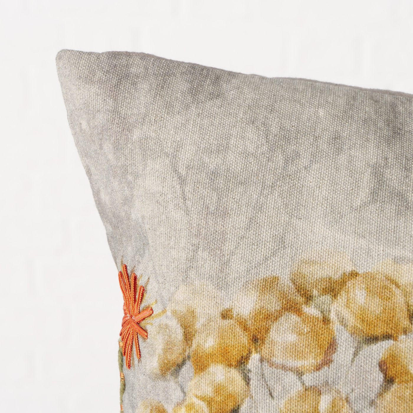 Kissen Blomster Bestickt Floral Baumwolle Beige Bunt 60x40cm