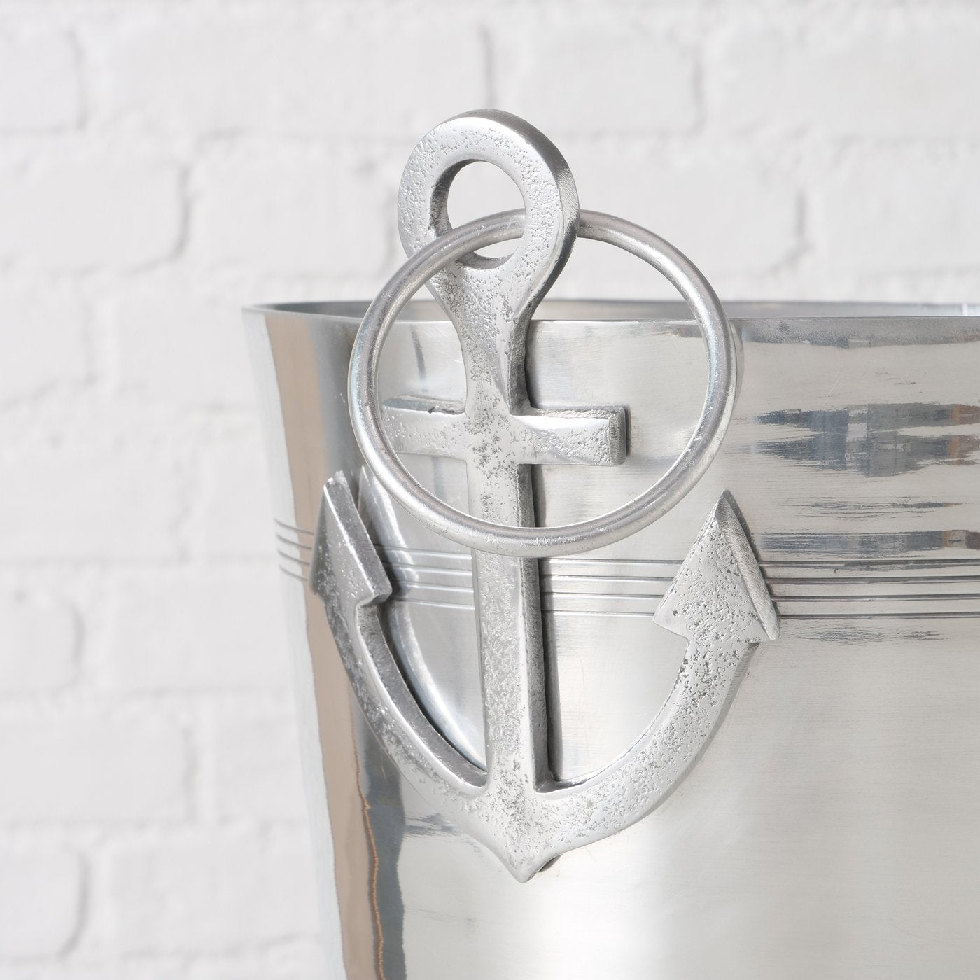 Maritimer Sekt Wein Champagnerkühler Nautilo Aluminium Silber