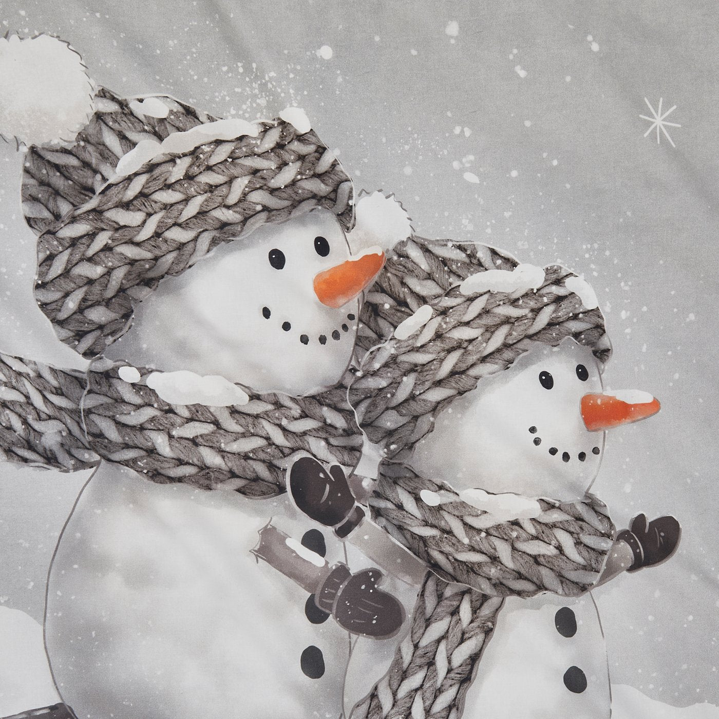 Wendebettwäsche Snowy Duo Schneemann Grau 135x200 cm 2tlg.