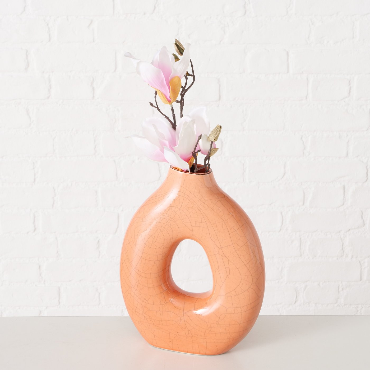 Steingut Vase Blomo – Handgefertigte Eleganz mit Crackle Glanz