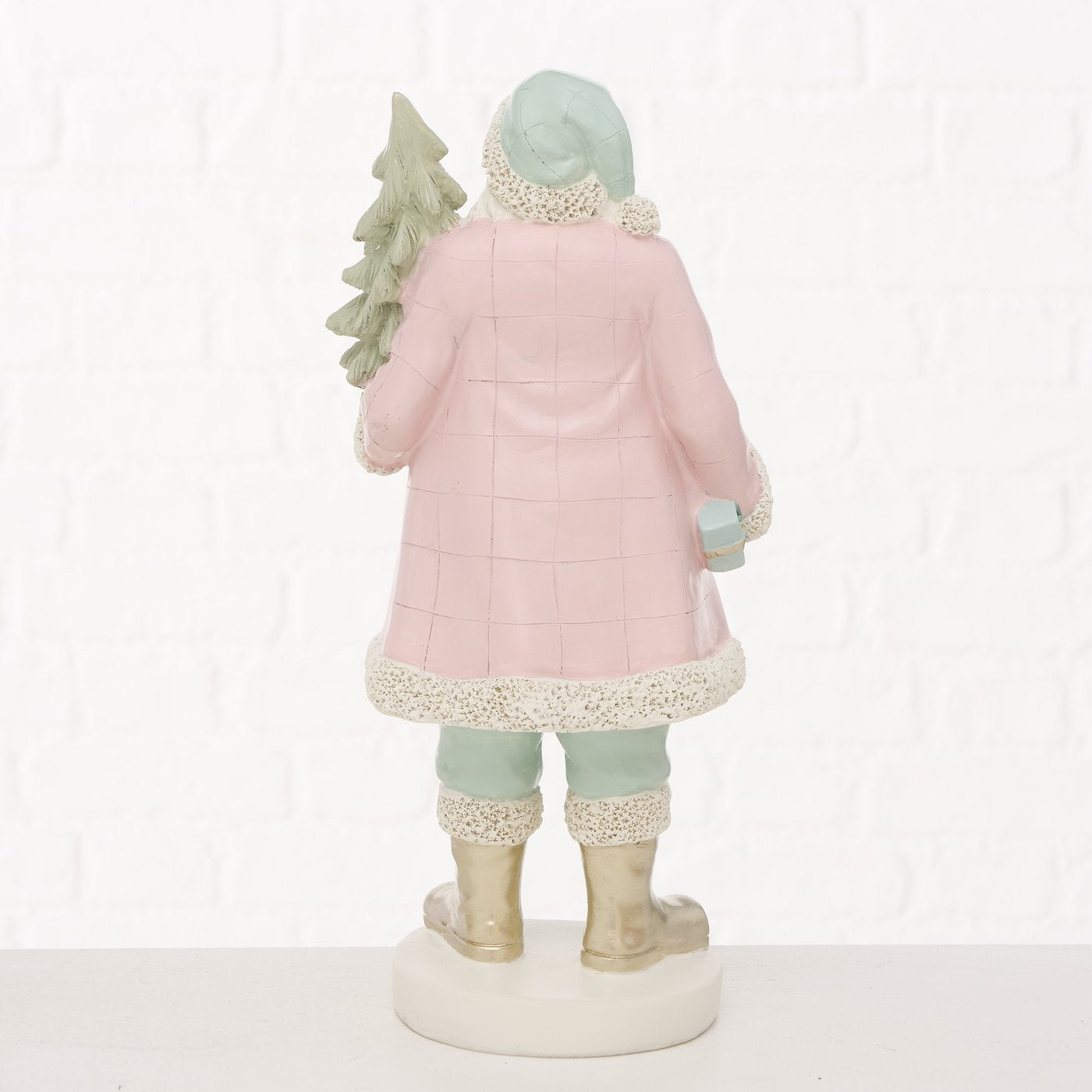 Festliches 2er Set Weihnachtsmann Figuren mit Tannenbaum und Geschenkrucksack bunt Höhe 33cm Weihnachten