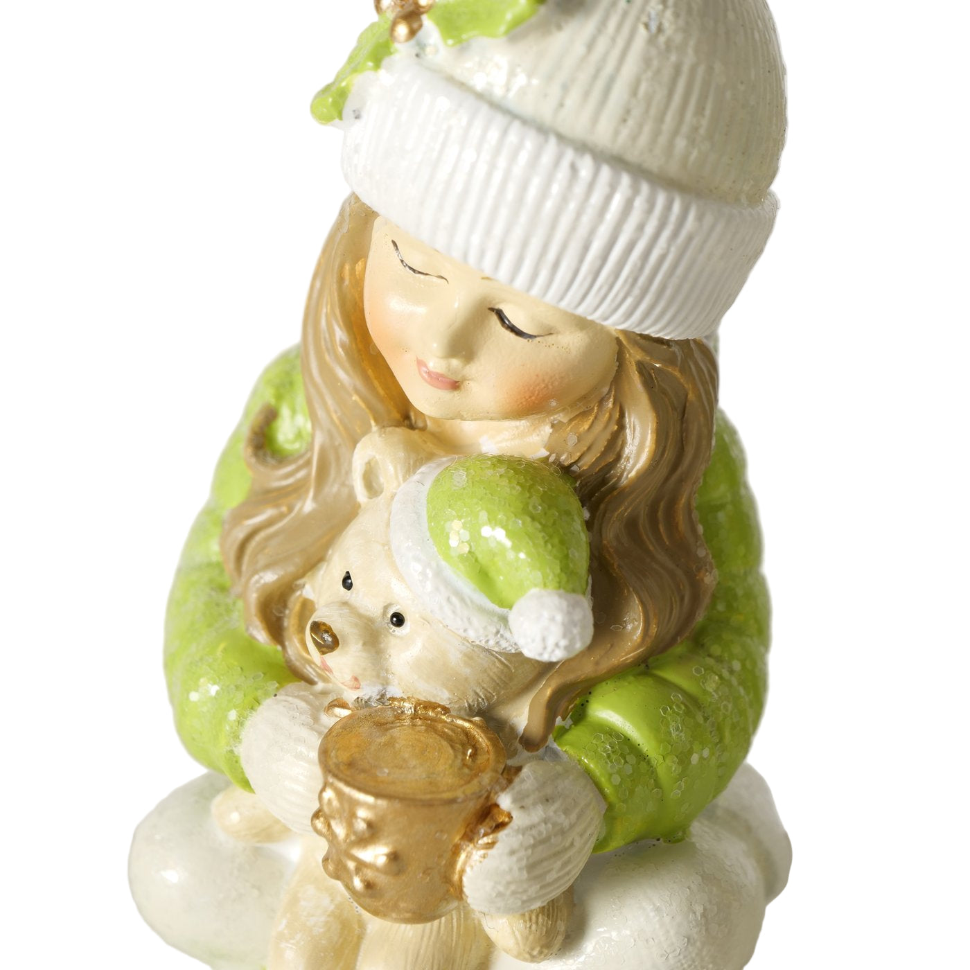 Weihnachtsdeko Figur Maren 2er Set Mädchen mit Teddybär Handbemalt