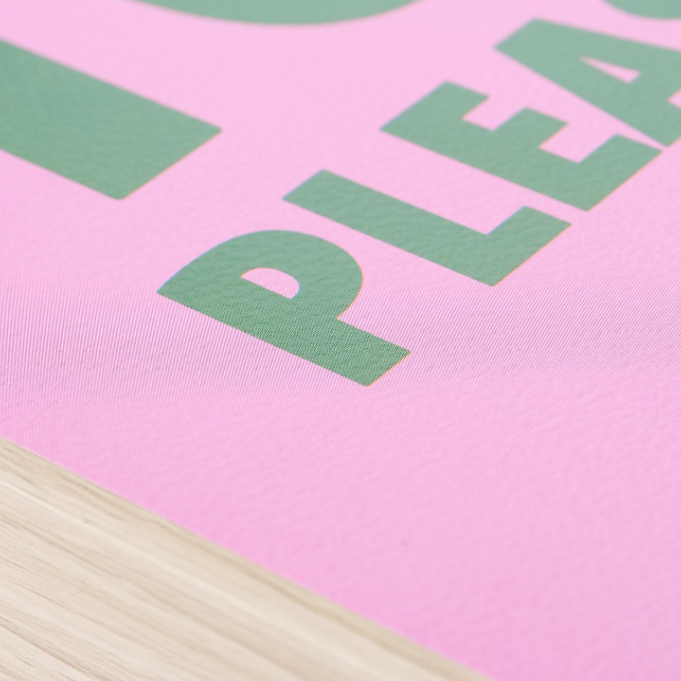 Picture "Lazy" - "COME BACK TO BED PLEASE" in dark green on pink