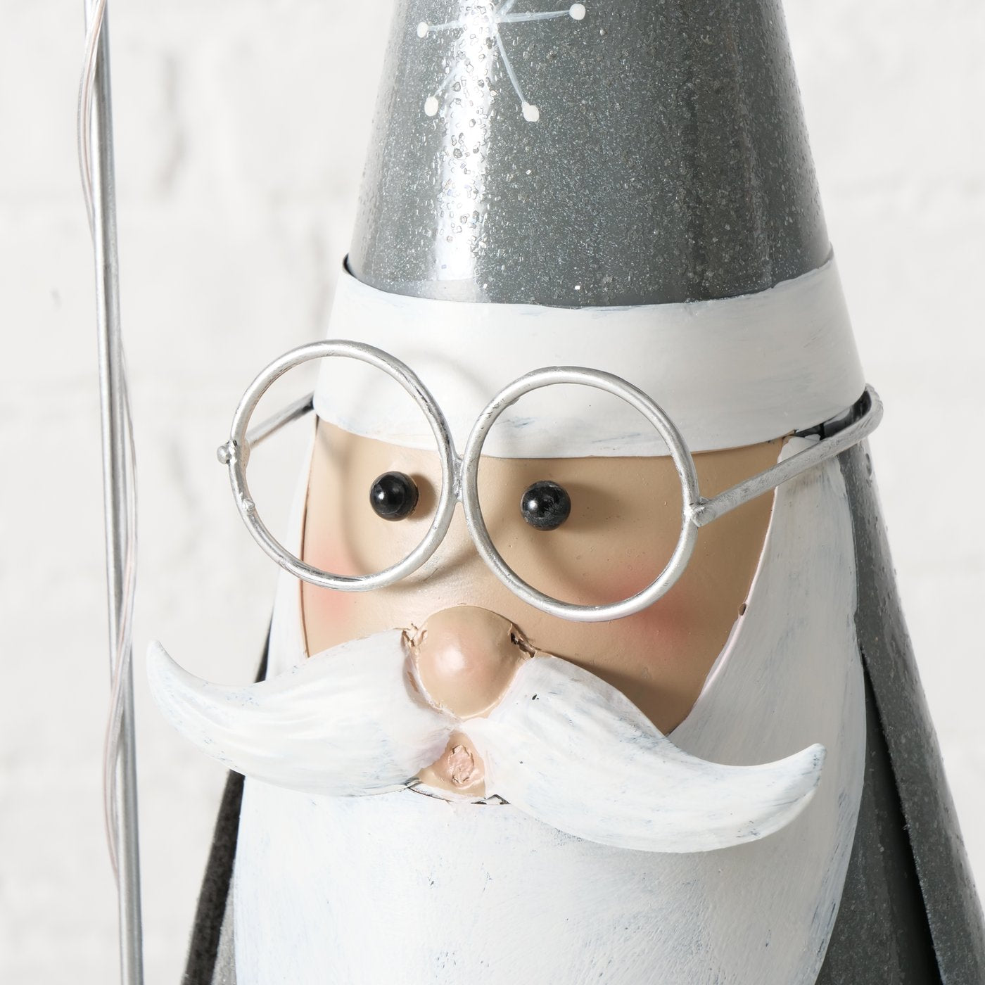 LED Weihnachtsfigur Professor Lumi Metall Silber Handgefertigt 52cm