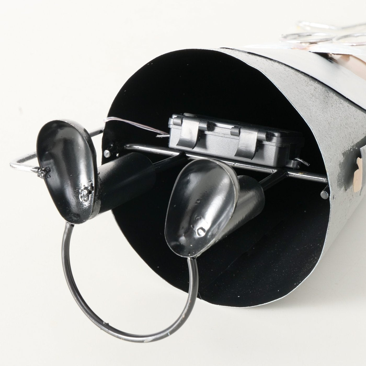 LED Weihnachtsfigur Professor Lumi Metall Silber Handgefertigt 52cm