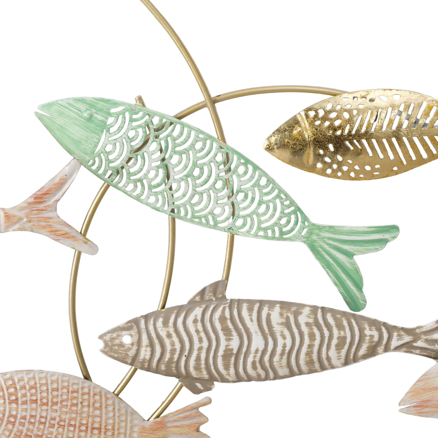 Wanddeko Ocean Drift Fische Metall Wandobjekt Maritim Handgemalt 125cm