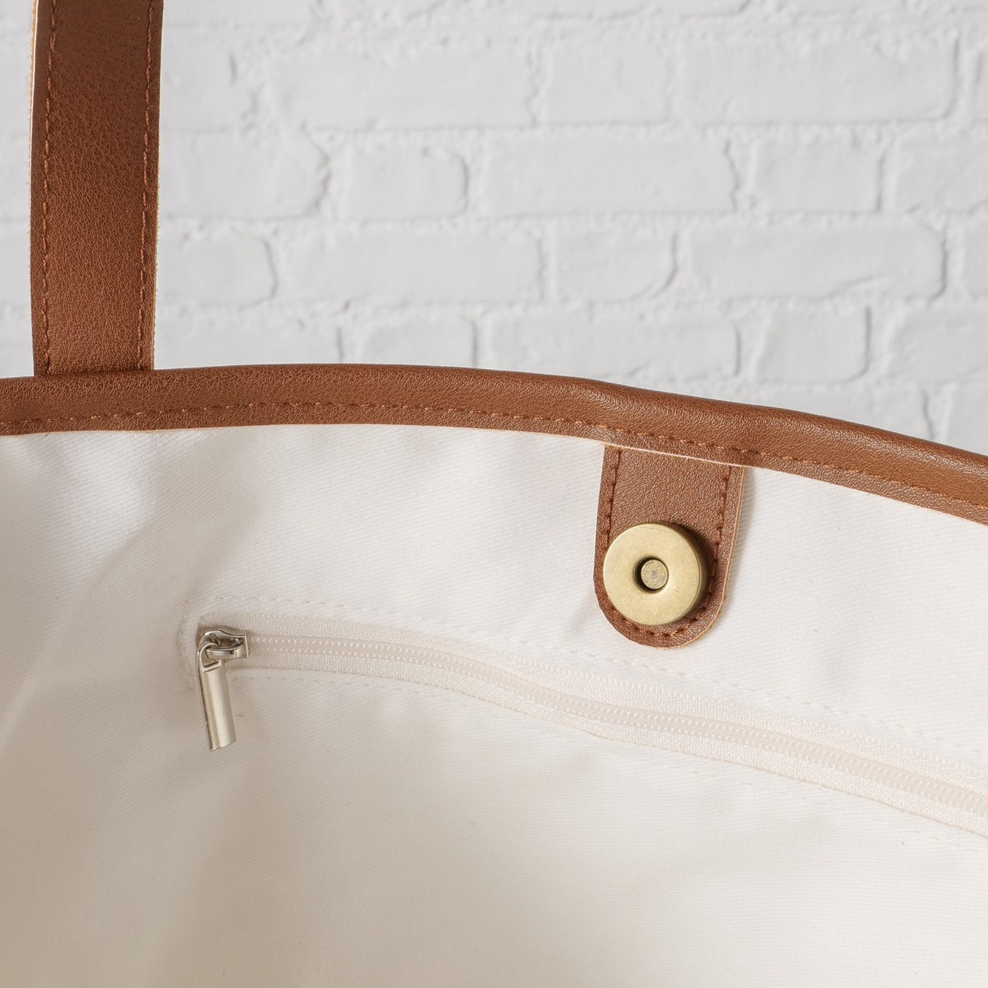 Strandtasche Maribel Reisetasche Creme Braun Baumwolle 50cm