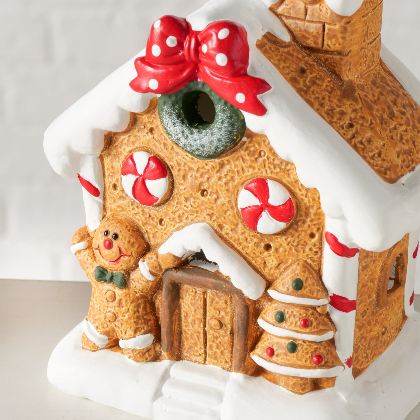 Dekoaufsteller Ginger 2er Set Lebkuchenhaus Mit LED Handbemalt