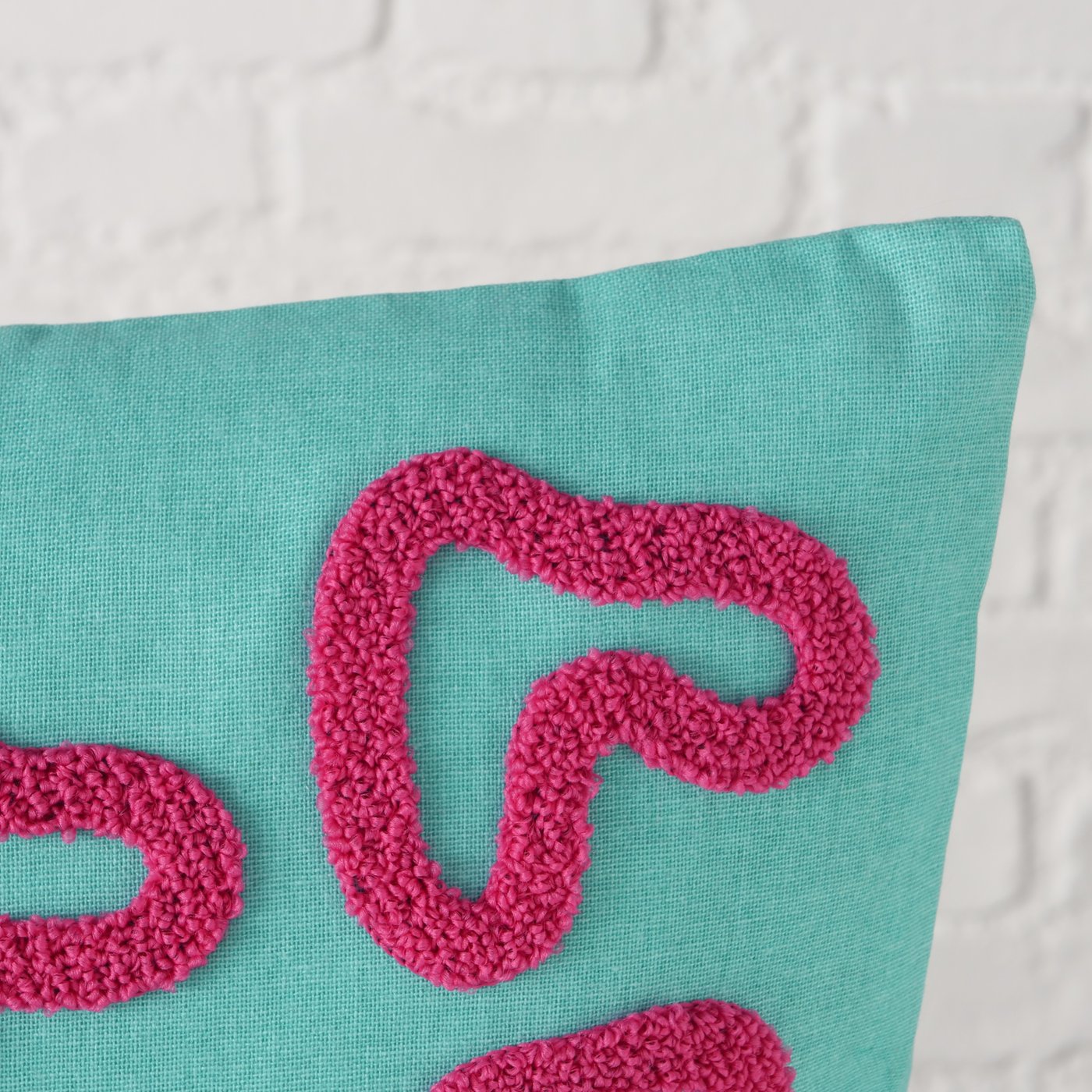 Dekokissen Zymboli Türkis Pink 45x45 cm Geometrisches Design