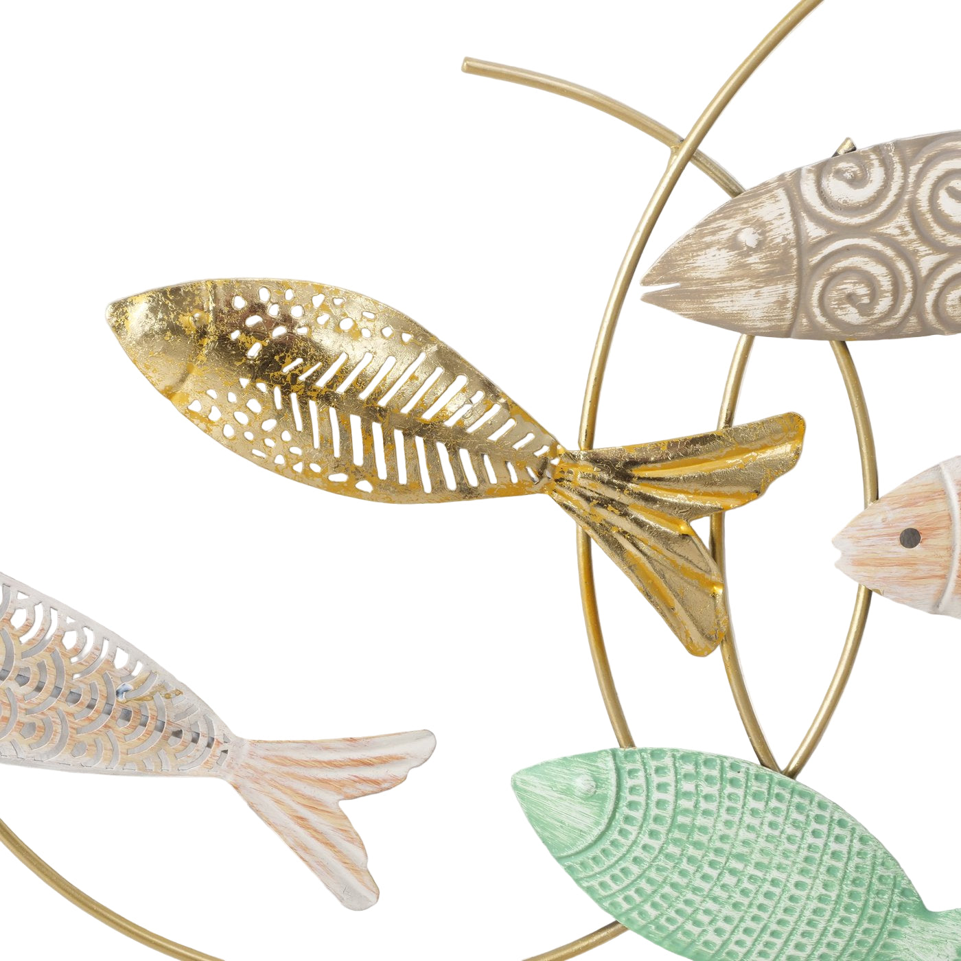 Wanddeko Ocean Drift Fische Metall Wandobjekt Maritim Handgemalt 125cm