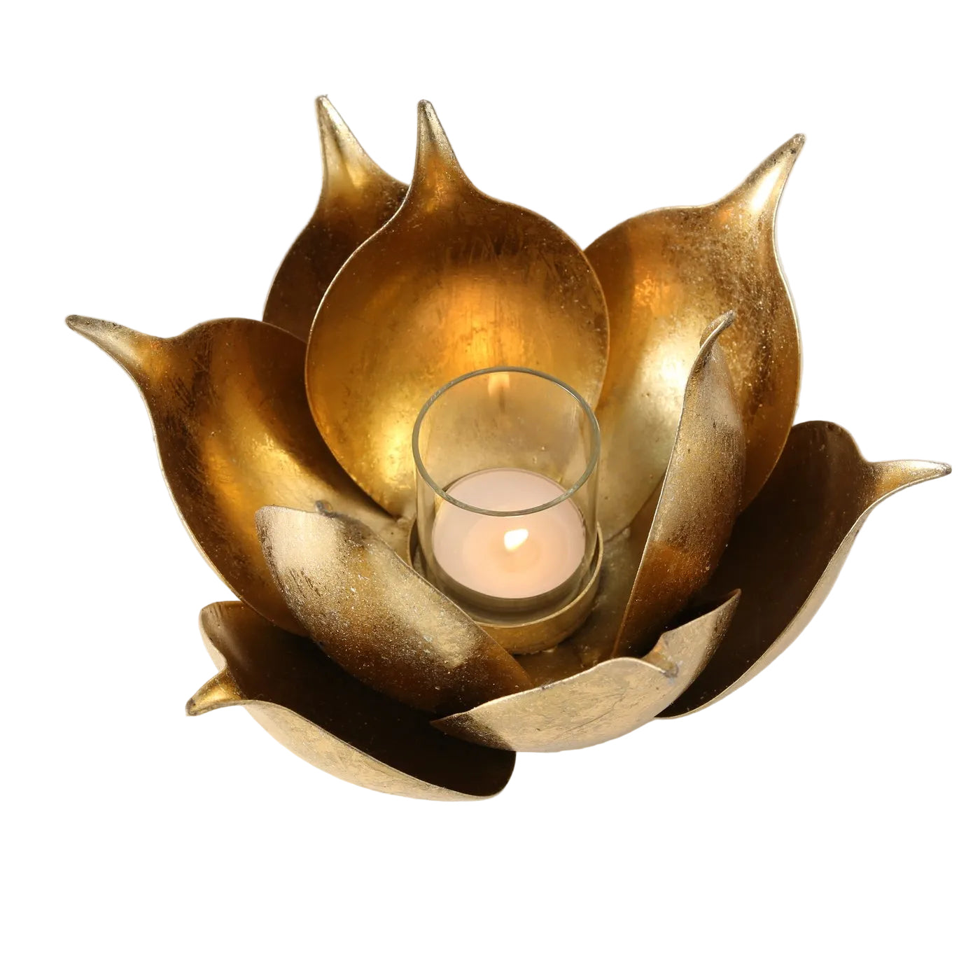 Lotus Tealight Holder, Metal Gold, 20 cm