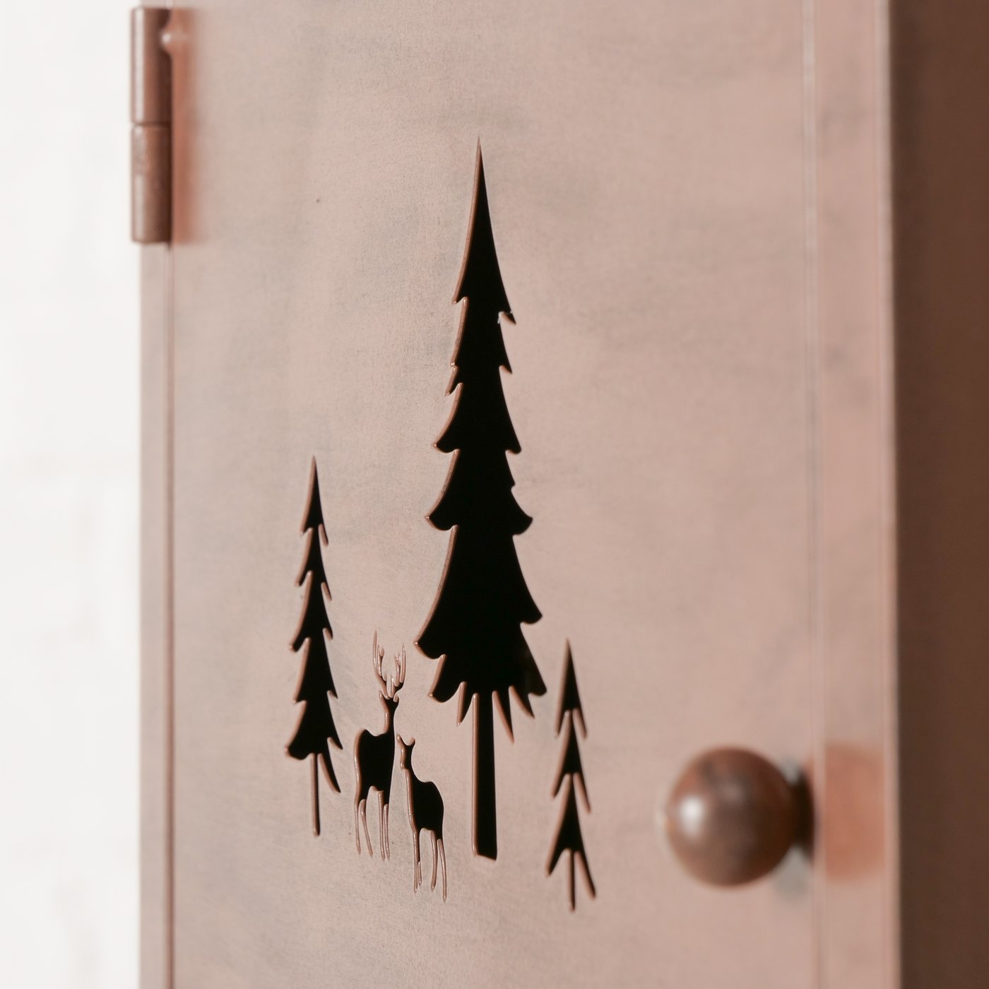 Schlüsselkasten Waldmotiv Hirsche Metall Braun 25cm