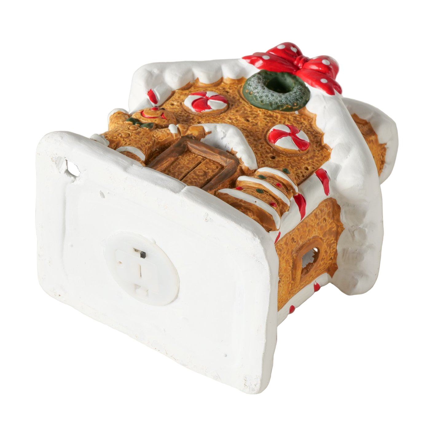 Ginger decorative display stand, set of 2, gingerbread house with LED, hand-painted